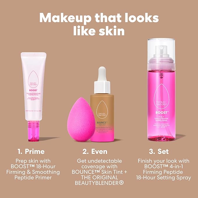 Beautyblender 12-Hour Always on Radiant Skin Tint, Breathable Serum Foundation Stays Put for All Day Long Wear, Infused with Hyaluronic Acid & Niacinamide, Light 4-BrightBean Baby