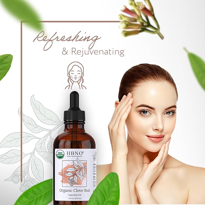 HBNO Organic Clove Bud Essential Oil - 4 oz (120ml) - USDA Certified Organic Clove Bud Essential Oil, Soap Making, DIY, Fragrances, Diffuser-BrightBean Baby