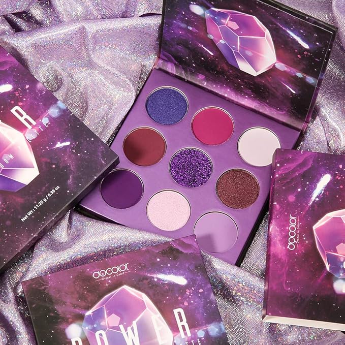 docolor Eyeshadow Palette 9 Colors Gemstone Shadow Palette Highly Pigmented Mattes Shimmers Smokey Glitter Cream Colorful Powder Blendable Long Lasting Waterproof Makeup Palette-Purple-BrightBean Baby