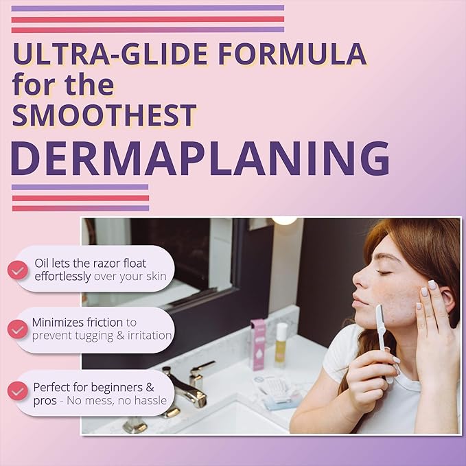 Dermaplaning Oil - Smooth Glide Skin Barrier Shave Oil for Women - Use with Dermaplaning Tool, Facial & Eyebrow Razor, Microblades- Softens Skin Pre & Post Shave-BrightBean Baby