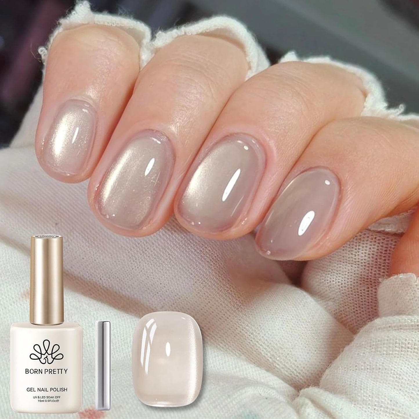 Born Pretty Cat Magnetic Eye Gel Nail Polish, Pink Moonlight Cat Magnetic Gel Nail Polish Delight Magnetic Nail Polish for Nail Art Manicure Salon DIY at Home 15ML-BrightBean Baby