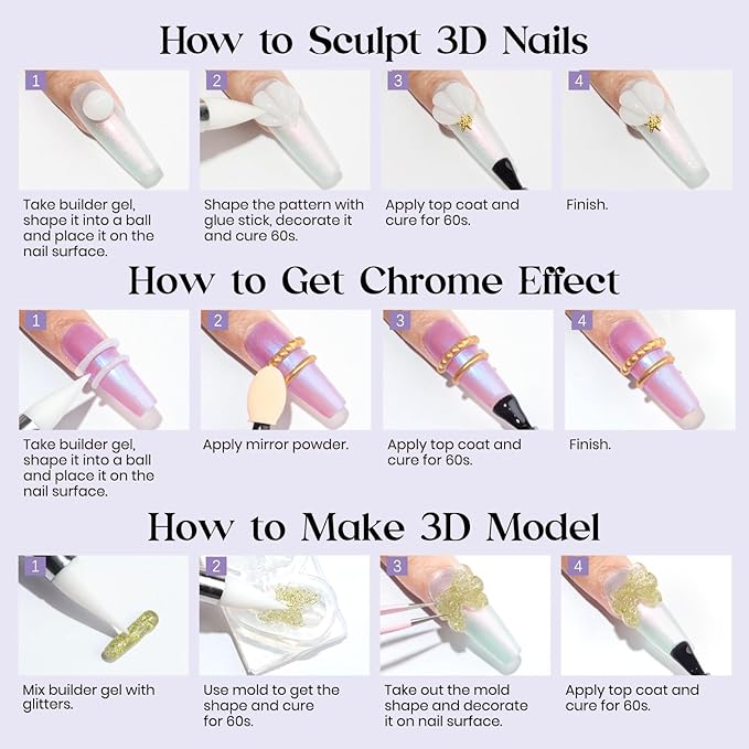 MIZHSE Solid Builder Gel, Non-Sticky White Sculpting Gel for Nails, 3D Nail Art Building Carving Modeling Hard Nail Extension Soak Off U V/LED Salon Home DIY 15g/0.5oz-BrightBean Baby