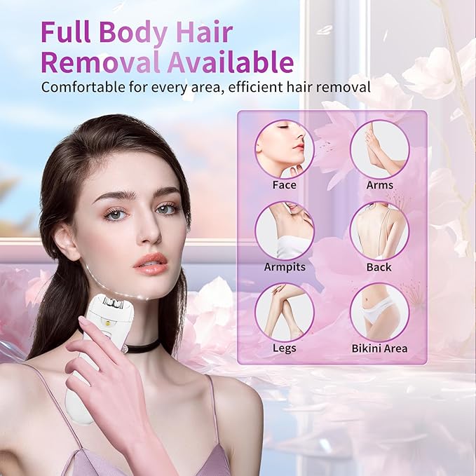 Smooth Glide Epilators Hair Removal for Women, Rechargeable Epilator, Portable Glamorous Skin Epilator for Women Face with LED Light, Hair Removal Device for Armpits/Bikini Line/Chin/Arms/Legs-BrightBean Baby