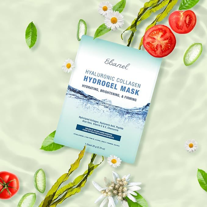 Ebanel 5 Pack Hydrogel Collagen Face Mask with Hyaluronic Acid, Vitamin C, Peptide, Aloe, Instant Brightening Hydrating Face Masks Skincare Korean Sheet Mask, Skin Firming, Lifting Anti Aging Masks-BrightBean Baby