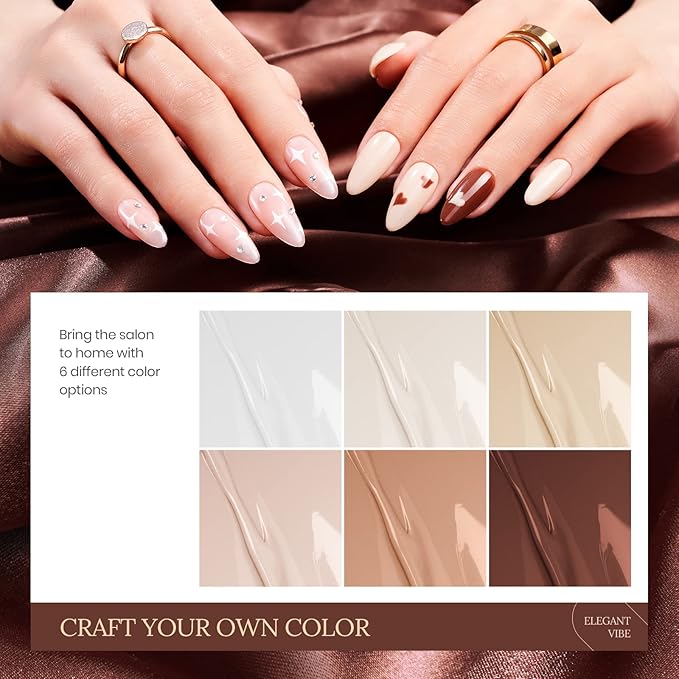 beetles Brown Gel Nail Polish Set Nude Gel Polish Nail Set 6 Colors Sandstorm Collection Peach Brown Natural Manicure Kit Soak Off Uv Led Lamp Needed for Women Gift Diy Home-BrightBean Baby
