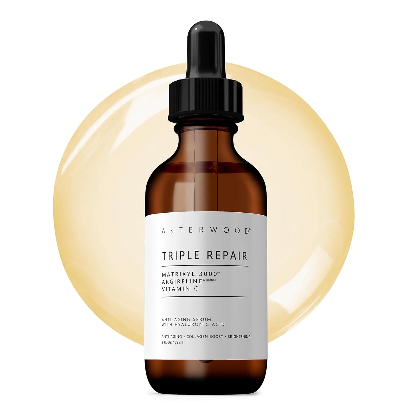 Asterwood Triple Repair Matrixyl 3000 + Argireline + Hyaluronic Acid + Vitamin C Serum for Face - Anti-Aging, Collagen Boosting, Hydrating - Fragrance-Free - 2 Fl Oz-BrightBean Baby