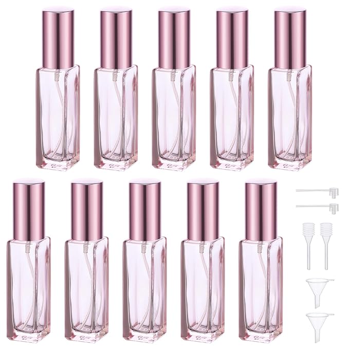 Segbeauty 10ML Refillable Perfume Bottle, 10 Packs Fine Mist Atomizer Sprayer, Empty Glass Spray Bottle Mini Portable Travel Atomizer for Toiletries, Fragrance Scent Pump Dispenser-BrightBean Baby