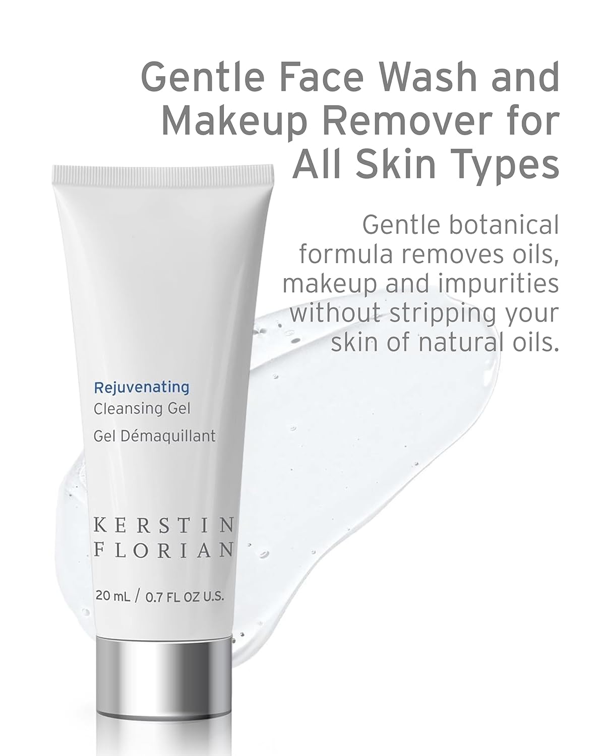 Kerstin Florian Rejuvenating Cleansing Gel | Travel Size | Gentle Face Wash Cleanser and Makeup Remover for Women | Gentle Formula Removes Dirt & Oils to Clarify and Brighten Skin, .7 fl oz-BrightBean Baby
