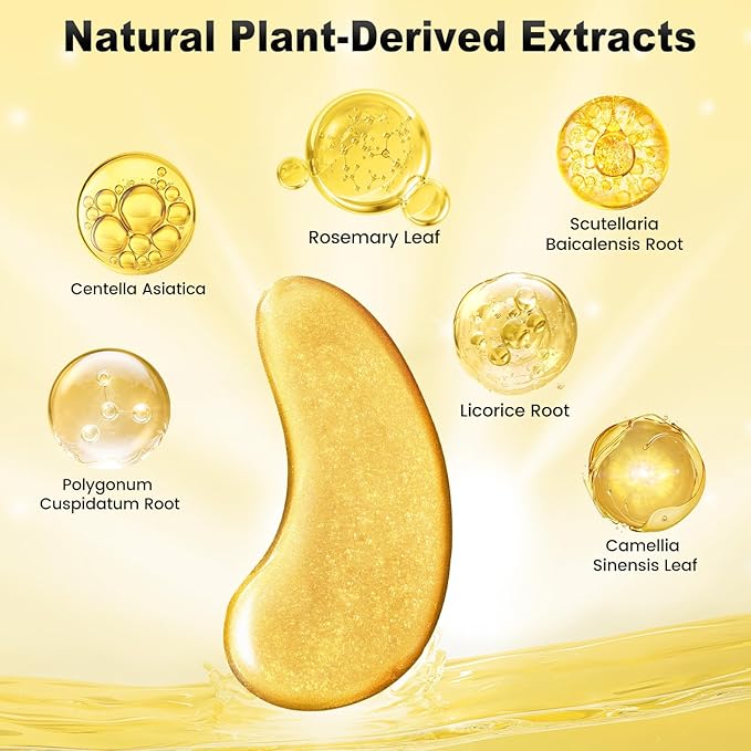 Under Eye Patches (25 Pairs) - 24K Gold Eye Masks Enriched with Abundant Collagen | Diminish Dark Circles and Puffiness | Anti-Aging, Smooth Fine Line, Nourish Skin - Gifts for Women Skin Care-BrightBean Baby