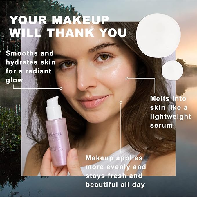 Lumene Dewy Glow Gel Primer - Invisible Illuminating Primer + Hydrating Gel for Radiant Glowing Skin - Lightweight Brightening Face Primer for Makeup + 24hr Visibly Smoother Skin (1oz)-BrightBean Baby