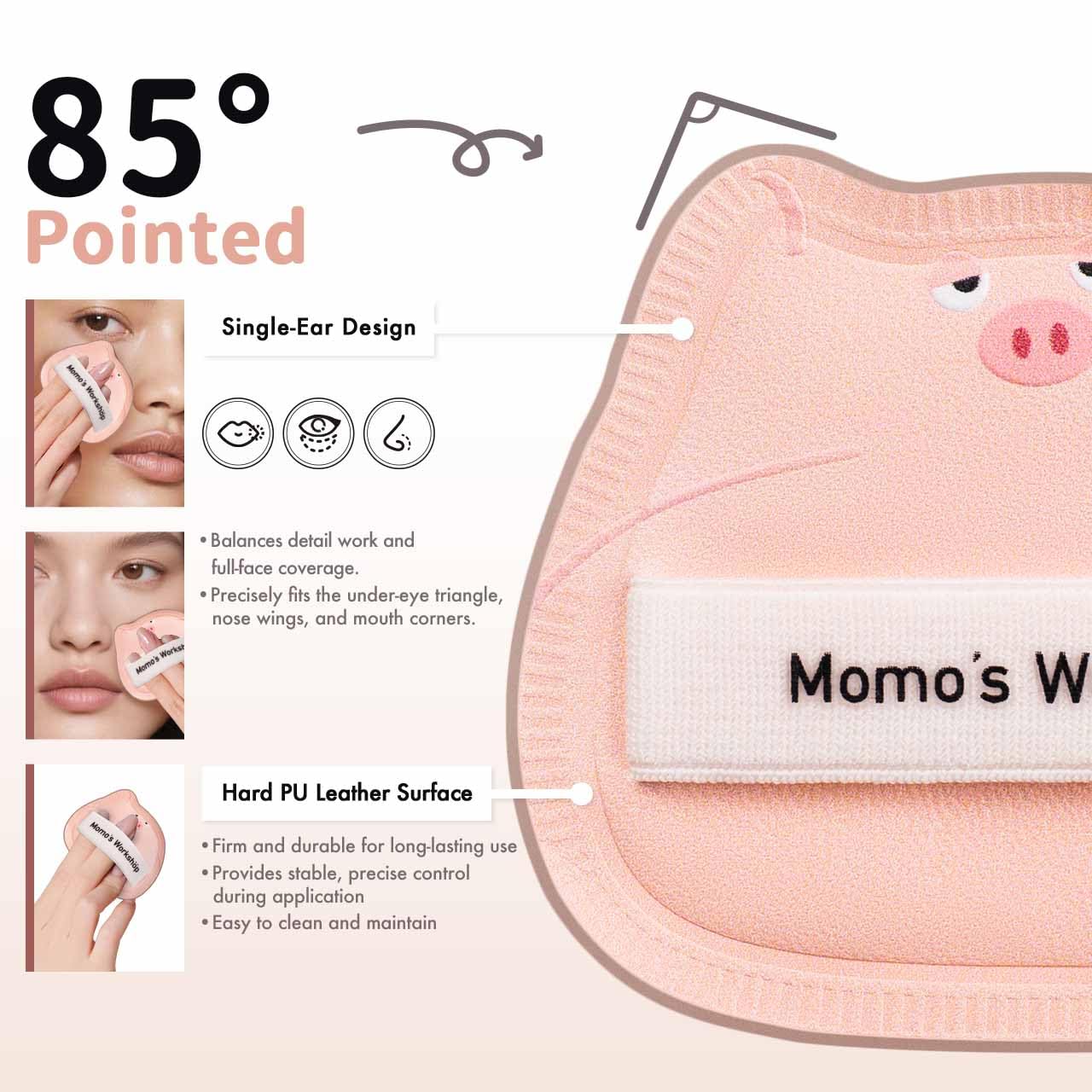 Sleepy Pig Puffs, Makeup Sponges Set, Dry&Wet Dual-Use Foundation Sponge - Hydrophilic Polyurethane, Expands 1.3x When Wet for Cream Foundation/Liquid Blush/Highlighter,2pcs Puffs & Storage Case-BrightBean Baby