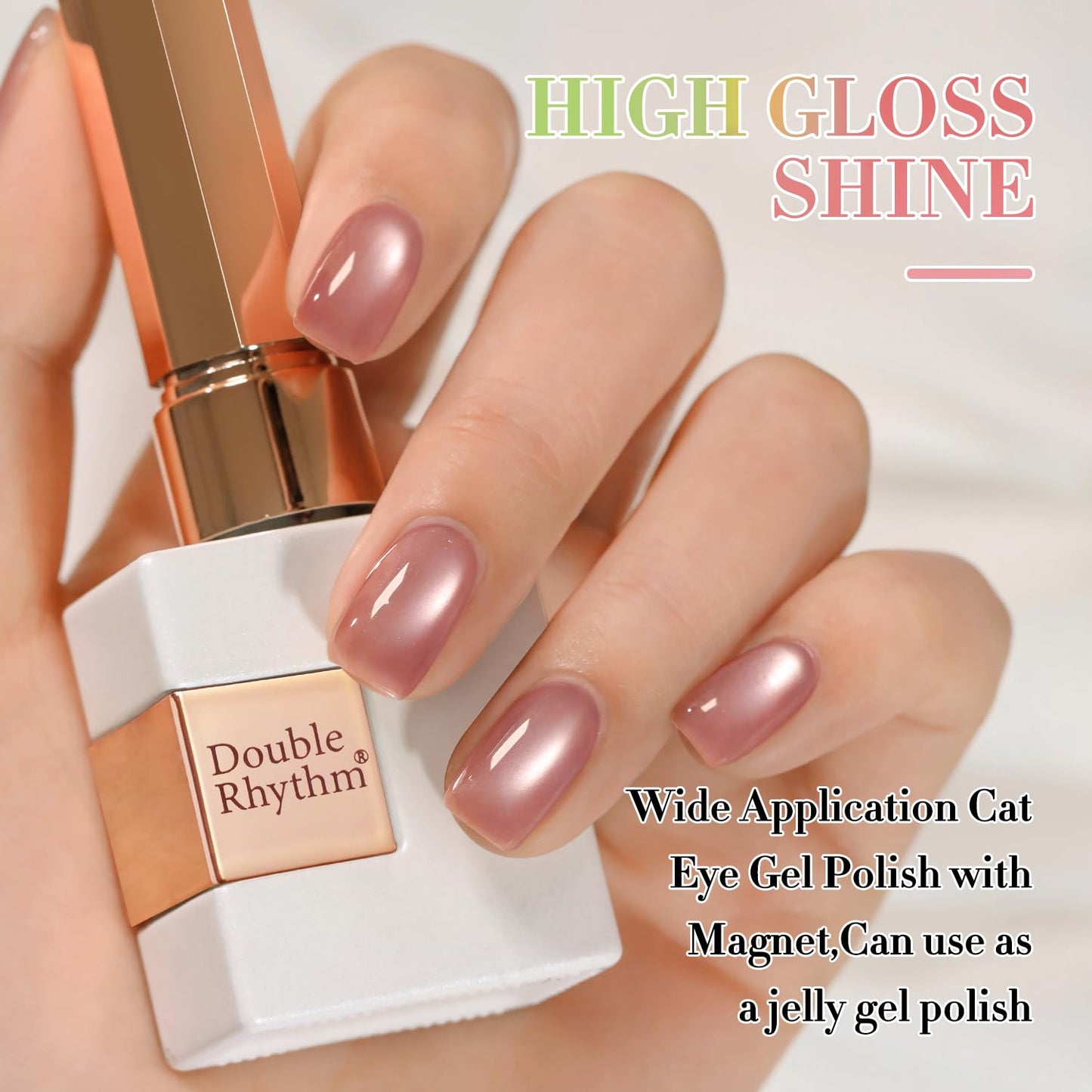 Double Rhythm Jelly Glass Cat Eye Gel Polish with Magnet 15ML Holographic Glitter Shimmer Translucent Sheer Color Magnetic Nail Polish Salon DIY at Home (Jelly Pale Purple-MC1100)-BrightBean Baby