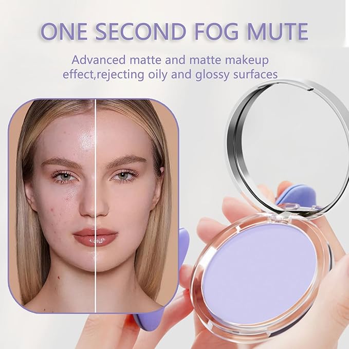 Chillab Lavender Matte Powder,Matte Oil Control Face Pressed Powder,Face Setting Powder with Mini Powder Puff for Silky Flawless Long-Lasting Lightweight Skin-friendly Face Cosmetics (Lavender)-BrightBean Baby