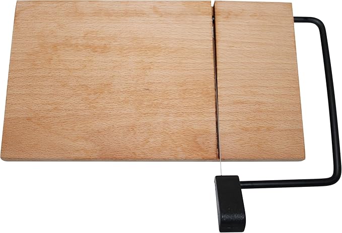 SlidingSusan Cheese Cutting Board - 11” Beech Wood with Black Stainless Steel Slicer - Charcuterie Block for Hard & Soft Cheeses, Butter, Meat – Heavy Duty Handheld Kitchen Tool