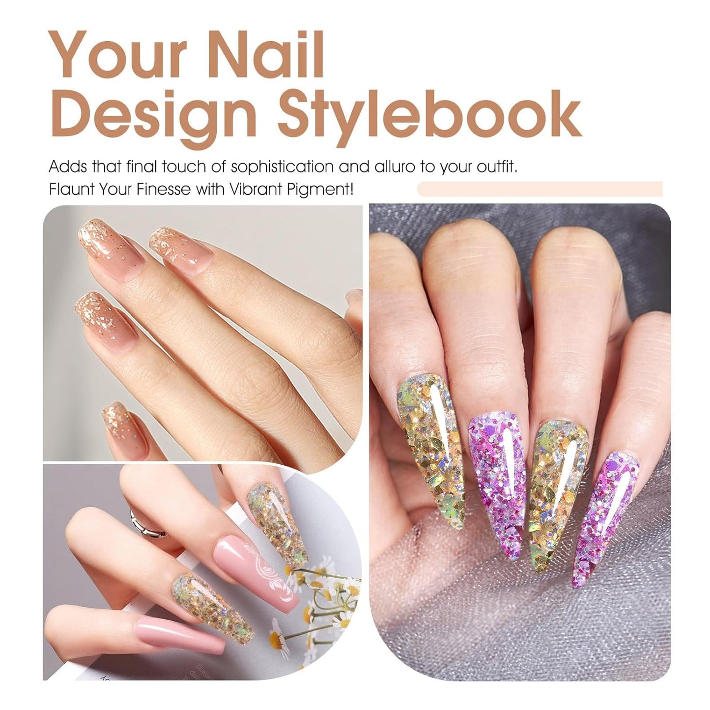 CANNI Glitter Gel Nail Polish – 9ML Broken Gold Prism Flash Gel Polish, Holographic Gold, Soak Off UV LED Nail Art Salon & DIY Manicure at Home-BrightBean Baby