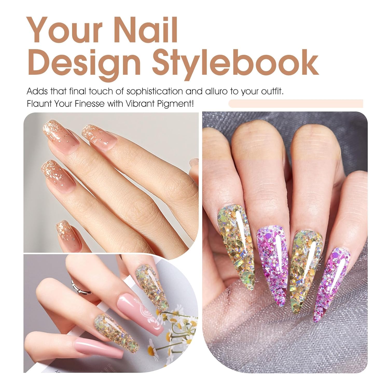 CANNI Glitter Gel Nail Polish – 9ML Broken Gold Prism Flash Gel Polish, Holographic Gold, Soak Off UV LED Nail Art Salon & DIY Manicure at Home-BrightBean Baby