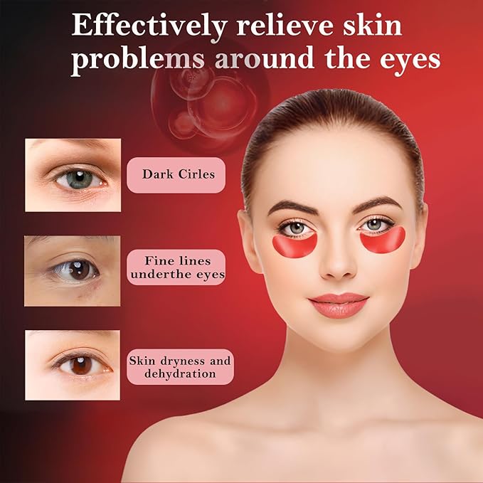 Under Eye Mask - 60 PCS Pomegranate Under Eye Patches for Puffy Eyes, Dark Circles, Eye Bag, Fine Lines and Wrinkles, Reduce Puffiness and Brightening Eye Patch, Eye Gel Pads, Eye Jelly Mask-BrightBean Baby