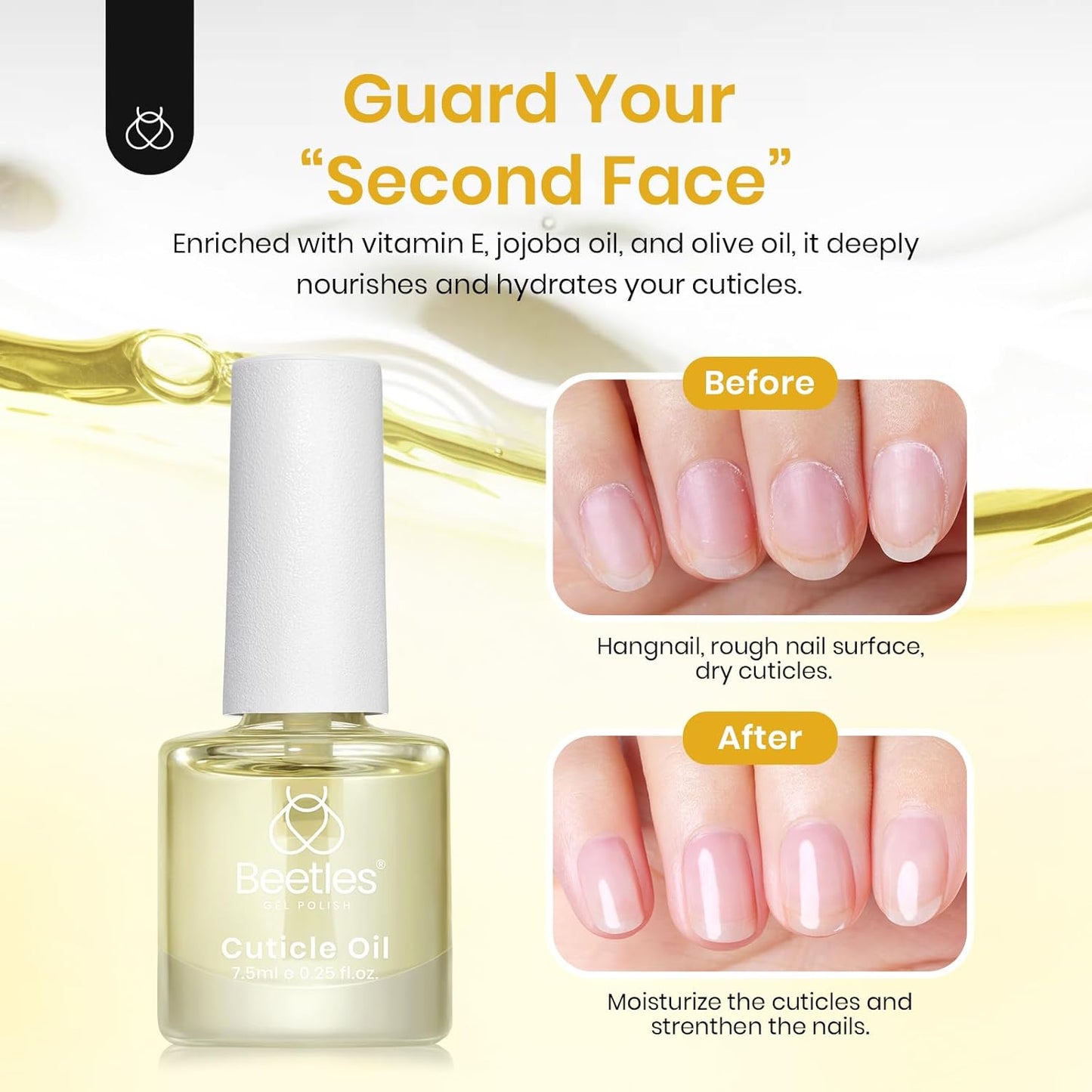 Beetles 7.5ml Cuticle Oil Nail Oil Cuticle Care for Nail, Damaged Cuticles, Stronger Nails Spa and Hand Manicure Essentials for Repaired Thin Nails DIY Home for Women-BrightBean Baby