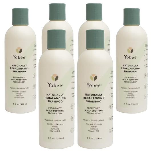 Yobee Naturally Rebalancing Shampoo | Dry, Flaky & Itchy Scalp Care with Para Probiotics, Organic Honey & Turmeric, Vitamin B12 & Oat Extracts | Dandruff & Psoriasis Relief (6 Bottles)-BrightBean Baby