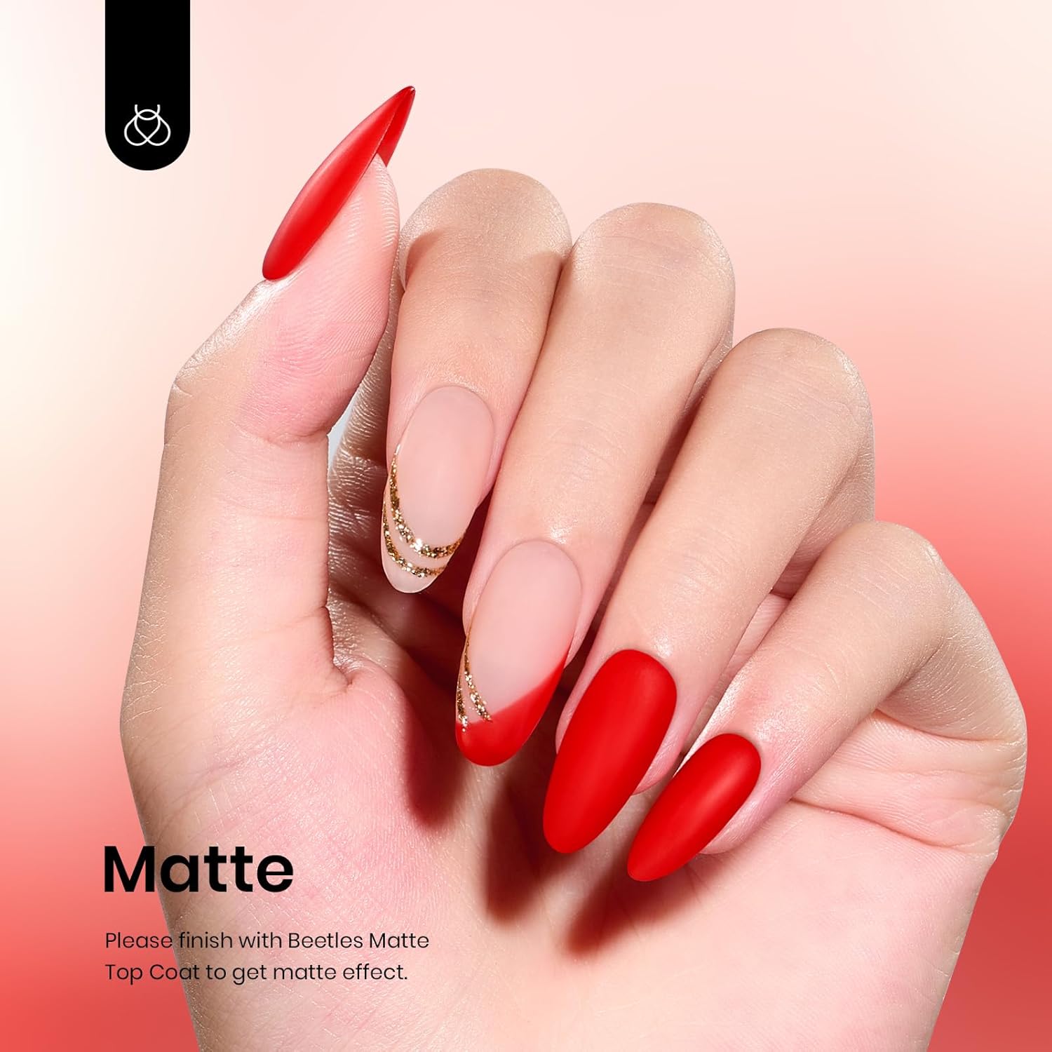 Beetles Red Gel Nail Polish, 1 Pcs 15ml 0.51 FL.OZ Red Color Soak Off U V LED Gel Polish Nail Art Design Manicure Salon DIY Salon-BrightBean Baby