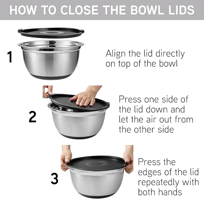 COOK WITH COLOR Stainless Steel Mixing Bowls Set with Lids - Nesting Bowls with Non-Slip Bottom, Silver, 22 Pieces