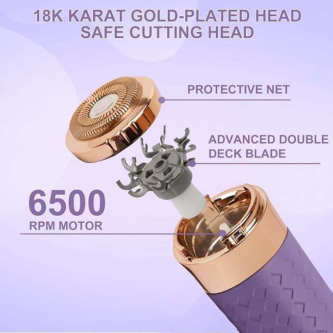 Facial Hair Remover for Women, Painless Rechargeable Hair Removal Device, Comes with 2 Replacement Heads, Portable Electric Shaver/Razors for Face, Chin, Upper Lip, arms (Sky Blue)-BrightBean Baby