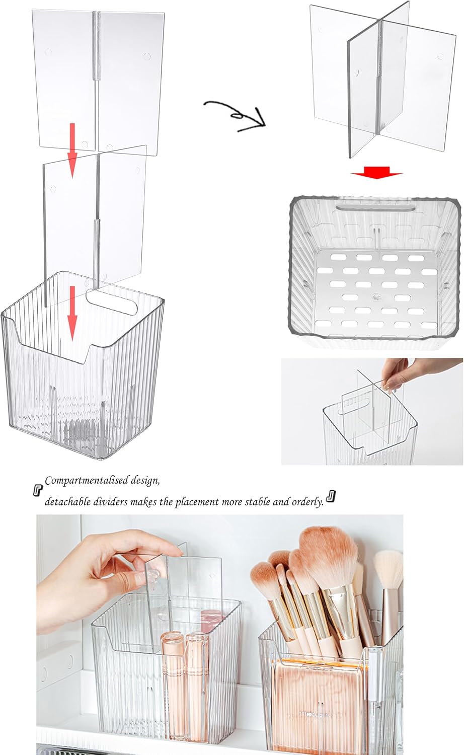 Set Of 2 Storage Organizer Bins Wall Mounted Shower Caddy, Bathroom shelves Stackable Clear Plastic Toothbrush Holder Adhesive Hanging Bin for Bathroom, Kitchen, Cabinet, Shower BPA Free Small (Clear)-BrightBean Baby