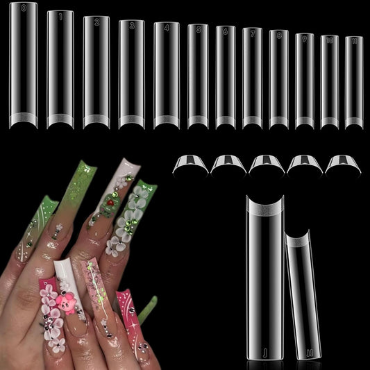 2XL Straight Square Nail Tips, No C Curve Gel Nail Tips Half Cover 240Pcs Extra Long Gel Tips Acrylic False Nail Tips Tapered Square Press On Nails For Nail Salons Home DIY 12 Sizes-BrightBean Baby
