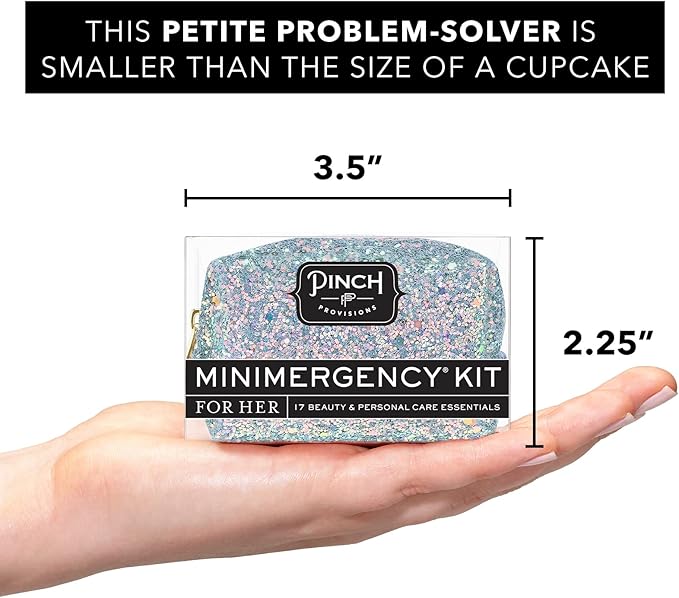 Pinch Provisions Moonstone Glitter Minimergency Kit, includes 17 Travel-Sized Cosmetic Essentials, Convenient for Purses, Emergency Beauty Accessories, Gifts for Holiday’s & Birthday’s-BrightBean Baby