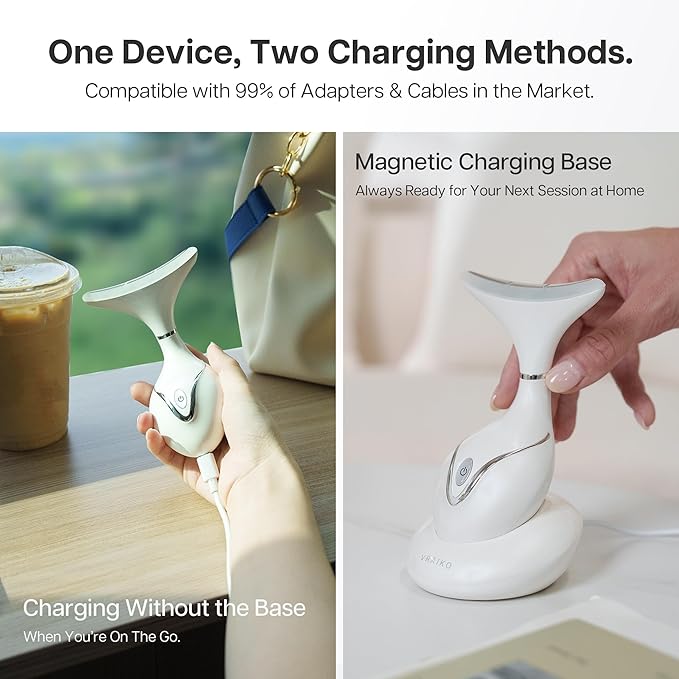 Iris Neck Face Massager, Pro Face Sculpting Tool with Charging Base, All-in-1 Facial Device for Enhanced Absorption, Radiance, Contouring, Elasticity, Home Facial Spa (White)-BrightBean Baby