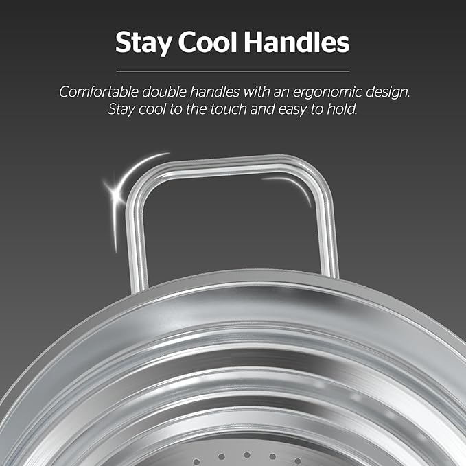 SUNHOUSE 5 Quart Stainless Steel Steamer Insert - Universal Fit Vegetable Steamer