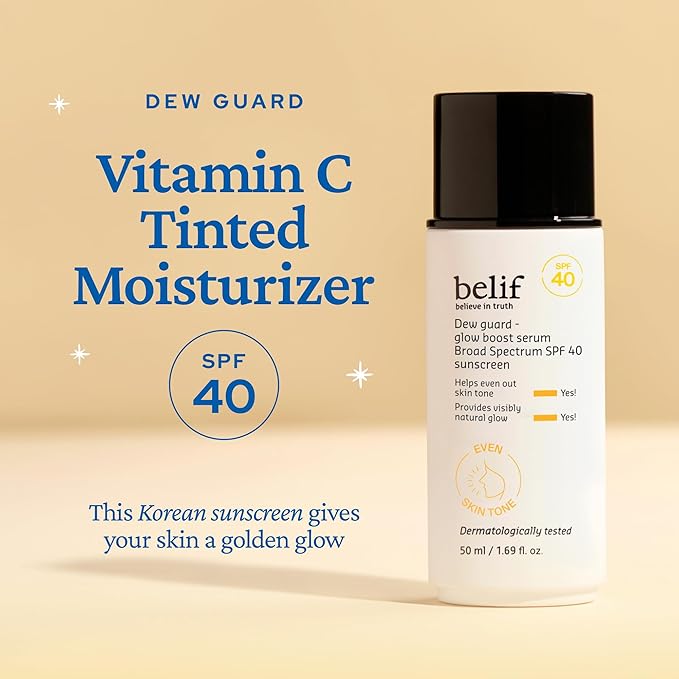 belif Dew Guard Vitamin C Glow Tint SPF 40 - Niacinamide, Hyaluronic Acid, Glow Booster + Serum + UVA/UVB Protection, Korean Tinted Mositurizer, 1.69 fl. oz-BrightBean Baby