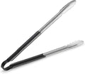 New Star Foodservice 35797 16-Inch Utility Spring Tongs, Stainless Steel, Vinyl Coated, Set of 12, Black