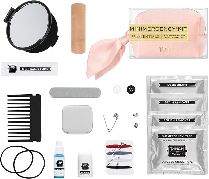 Pinch Provisions Velvet Minimergency Kit, for Her, Includes 17 Must-Have Emergency Essential Items, Compact, Multi-Functional Pouch, Gift for Parties and Birthdays-BrightBean Baby
