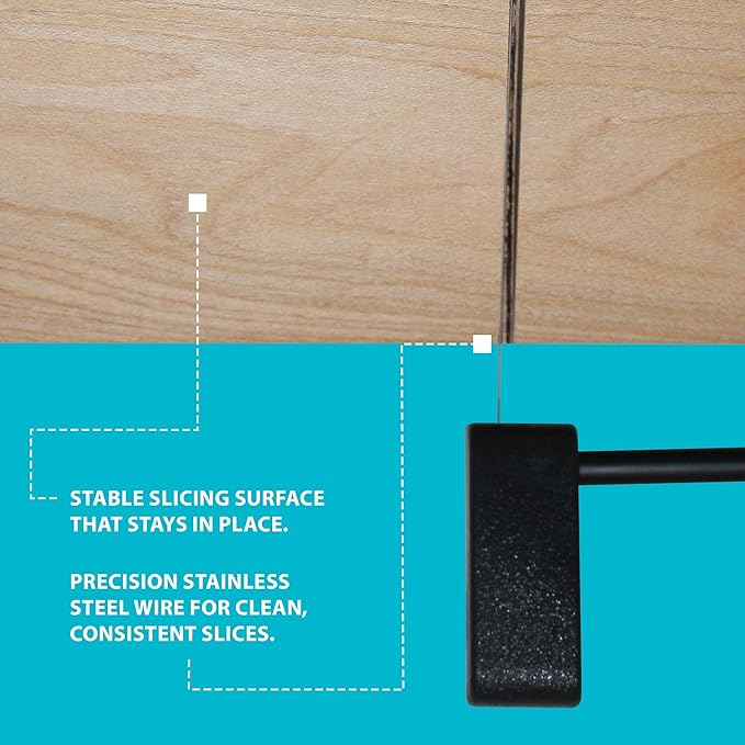 SlidingSusan Cheese Cutting Board - 11” Maple Wood with Black Stainless Steel Slicer - Charcuterie Block for Hard & Soft Cheeses, Butter, Meat – Heavy Duty Handheld Kitchen Tool