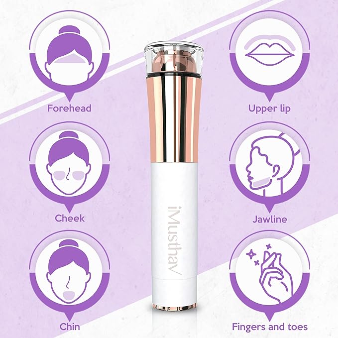 Portable Facial Hair Remover for Women – Painless, Fast & Precise Flawless Electric Razor & Epilator for Face, Lips, Chin Hair Removal – 18K Gold-Plated, 360° LED Light-BrightBean Baby
