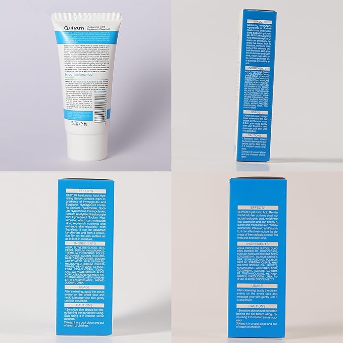 Hyaluronic Acid Skin Care Set, Hydration Kit for Women Teen Girls, Low pH Cleanser, Moisturizer, Serum, Eye Cream, Anti Aging, Firming, Travel Size Facial Care Gift Set for Dry Sensitive Skin-BrightBean Baby