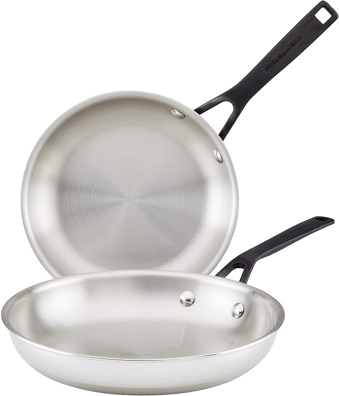 KitchenAid 5-Ply Stainless Steel Frying Pan Set - 8.25" & 10" (Polished)
