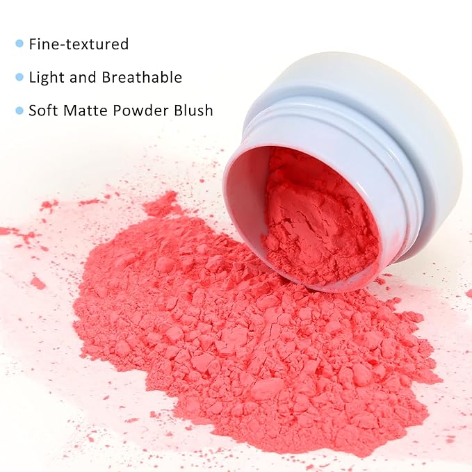 Boobeen Powder Blush for Cheeks, Air Cushion Matte Blush, Natural Highly Pigmented Blush Makeup Easy to Blend, Loose Blush Compact Long-lasting-BrightBean Baby