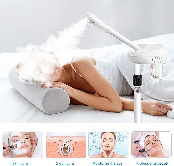 Professional Facial Steamer, Face Steamer on Wheels, SPA Ozone Steamer, Standing Face Steamer for Spa, Salon and at Home Use-BrightBean Baby