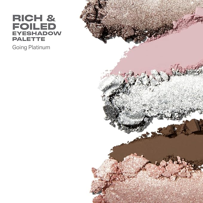 Morphe Rich & Foiled Artistry Palette - Foil-Effect Smokey Eyeshadow Palette with Matte, Shimmer & Foil Finishes - Rose, Brown & Silver Eyeshadow with Luminous Payoff - Going Platinum (0.35 oz)-BrightBean Baby