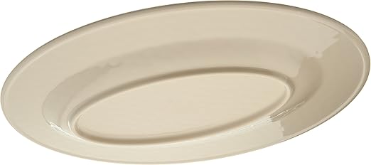 Carlisle FoodService Products Grove Resuable Plastic Oval Plate with Wide Rim for Home and Restaurant, Melamine, 12 x 8 Inches, Smoke