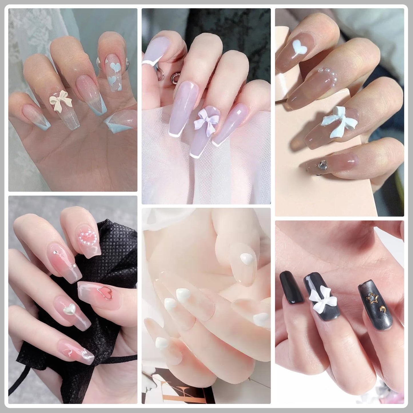 Artdone Nail Art Studs Kit, 12 grids 8 Colors 3D Charms and Pink Mix White Star Heart Moon Cute Nail Jewels for DIY Decoration-BrightBean Baby