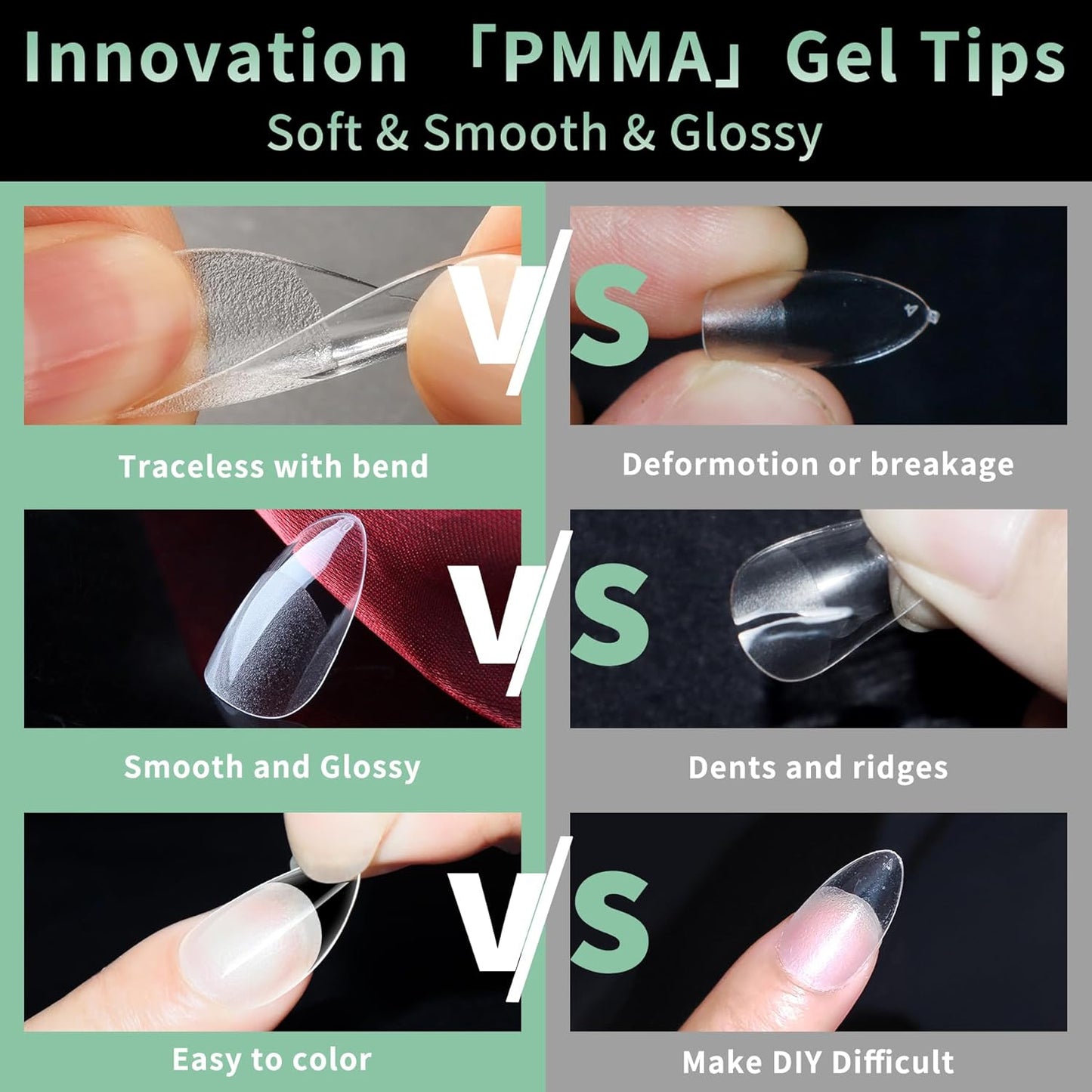 Medium Round Oval Nail Tips, 216pcs Acrylic Fake Nails Gel Nail Tips Soft, Full Cover Pre-Shaped Matte Clear Press on Nails for Extension, Diy at Home Manicure 12 Sizes-BrightBean Baby