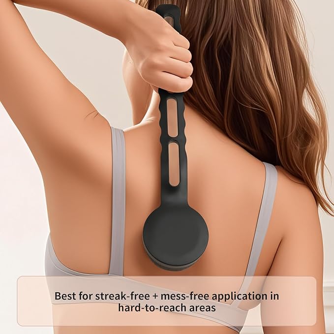 docolor Self Tanner Back Applicator, Plastic Long Handle Back Tanning Applicator Large Body Makeup Brush Vegan & Cruelty Free Self Tanner Brush For Self Tanner, Sunscreen, Bronzer, Foundation-BrightBean Baby