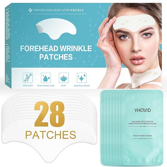 28 Pcs Forehead Wrinkle Patches - Anti Wrinkle Facial Patches with Collagen and Vitamin E for Face Overnight to Smoothing Fine Frown Lines & Wrinkles Treatment-BrightBean Baby