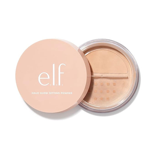 e.l.f., Halo Glow Setting Powder, Silky, Weightless, Blurring, Smooths, Minimizes Pores and Fine Lines, Creates Soft Focus Effect, Medium, Semi-Matte Finish, 0.24 Oz-BrightBean Baby