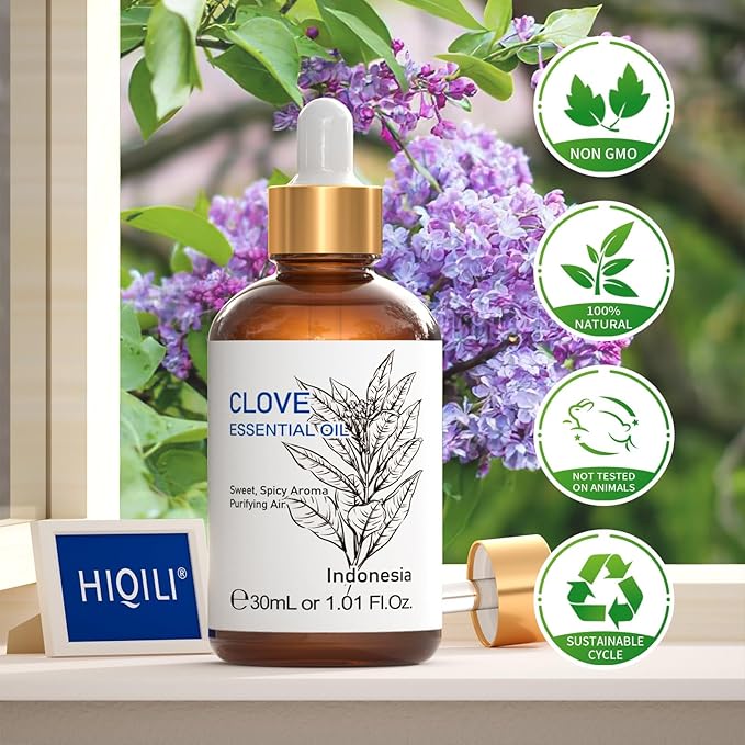 HIQILI 1 Fl Oz Clove Oil for Teeth and Gums, Oral Care, DIY Clean Spray, Aromatherapy, 100% Pure Natural Premium - 30ml-BrightBean Baby