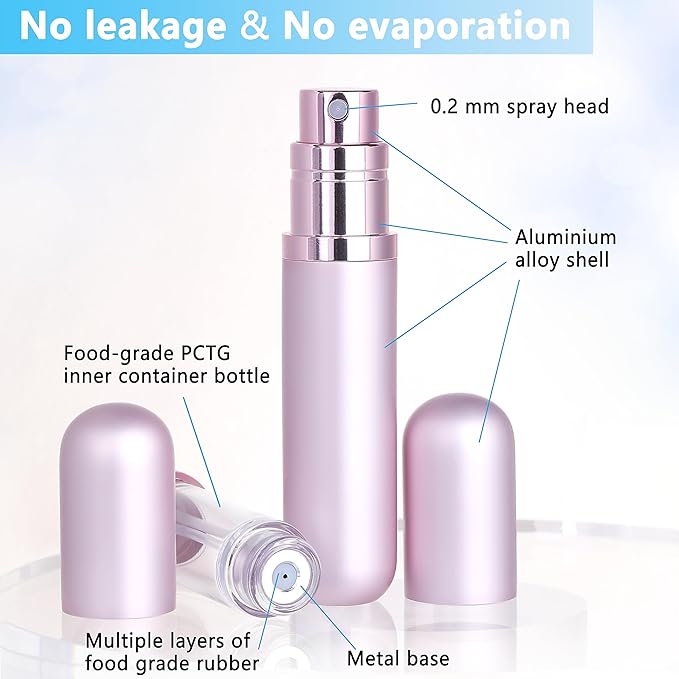 Travel Refillable Perfume Atomizer Bottle 5ml Leakproof Travel Perfume Refillable Bottle (Pink)-BrightBean Baby