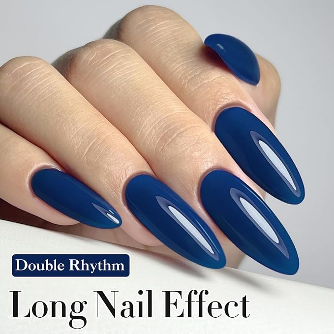 Double Rhythm 0.5Oz Navy Blue Gel Polish Sheer Neutral Natural Light Milky Same Color Same Bottle 15ML Jelly UV Nail Art DIY at Home (Navy Blue-A1107)-BrightBean Baby
